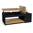 ID MARKET - Table basse plateau relevable rectangulaire ELEA avec coffre bois noir et façon hêtre - vignette