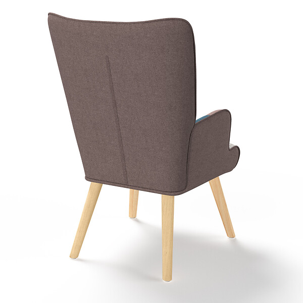 ID MARKET - Fauteuil scandinave IVAR en tissu patchwork multicouleurs - large