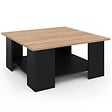 ID MARKET - Table basse carrée ELI noire plateau façon hêtre - vignette