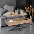 ID MARKET - Table basse plateau relevable rectangulaire ALIX 100 cm pied araignée bois et noir - vignette
