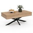 ID MARKET - Table basse plateau relevable rectangulaire ALIX 100 cm pied araignée bois et noir - vignette