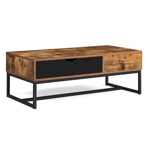 ID MARKET - Table basse plateau relevable rectangulaire CHICAGO 1 tiroir design industriel - large
