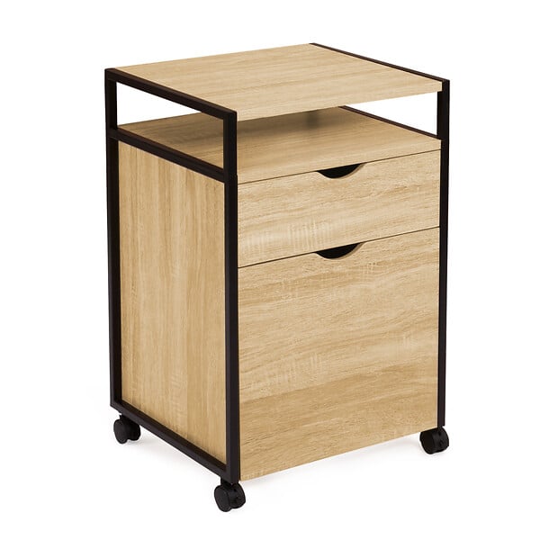 ID MARKET - Caisson de bureau support imprimante DETROIT 2 tiroirs design industriel - large