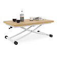 ID MARKET - Table basse 2 en 1 relevable en table à manger rectangulaire URBANA 100 cm bois et blanc - vignette