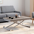 ID MARKET - Table basse 2 en 1 relevable en table à manger rectangulaire URBANA 100 cm effet béton pied gris chromé - vignette