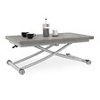 ID MARKET - Table basse 2 en 1 relevable en table à manger rectangulaire URBANA 100 cm effet béton pied gris chromé - vignette