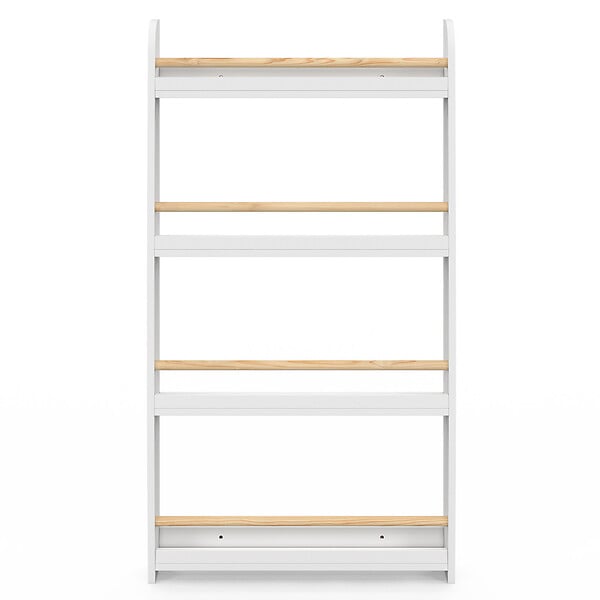 ID MARKET - Bibliothèque murale enfant PAULETTE 4 étagères blanc et bois - large