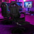 ID MARKET - Fauteuil de gaming ALEX réglable avec repose-pied, coussin de tête et coussin lombaire noir - vignette