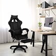 ID MARKET - Fauteuil de gaming ALEX réglable avec repose-pied, coussin de tête et coussin lombaire noir - vignette