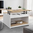 ID MARKET - Table basse plateau relevable carrée ELEA avec coffre bois blanc et façon hêtre - vignette