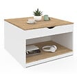ID MARKET - Table basse plateau relevable carrée ELEA avec coffre bois blanc et façon hêtre - vignette