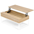 ID MARKET - Table basse plateau relevable rectangulaire DETROIT bois et métal blanc design industriel - vignette