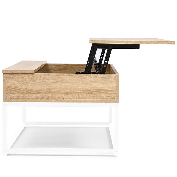 ID MARKET - Table basse plateau relevable rectangulaire DETROIT bois et métal blanc design industriel - large