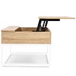 ID MARKET - Table basse plateau relevable rectangulaire DETROIT bois et métal blanc design industriel - vignette