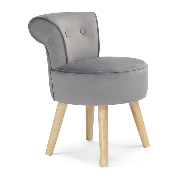ID MARKET - Fauteuil crapaud en velours gris - large