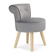 ID MARKET - Fauteuil crapaud en velours gris - vignette
