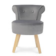 ID MARKET - Fauteuil crapaud en velours gris - vignette