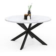 ID MARKET - Table basse ronde ALASKA 70 cm plateau effet marbre blanc et  pied araignée métal noir - vignette
