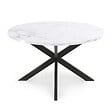 ID MARKET - Table basse ronde ALASKA 70 cm plateau effet marbre blanc et  pied araignée métal noir - vignette