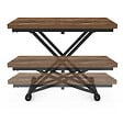 ID MARKET - Table basse 2 en 1 relevable en table à manger rectangulaire URBANA 100 cm bois foncé et noir design industriel - vignette