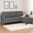 ID MARKET - Canapé d'angle réversible 3 places MARIUS 200 cm en tissu gris anthracite - vignette
