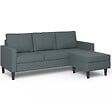 ID MARKET - Canapé d'angle réversible 3 places MARIUS 200 cm en tissu gris anthracite - vignette
