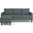 ID MARKET - Canapé d'angle réversible 3 places MARIUS 200 cm en tissu gris anthracite - vignette