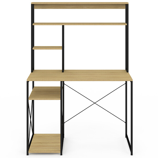 ID MARKET - Bureau avec étagères de rangement DETROIT design industriel - large