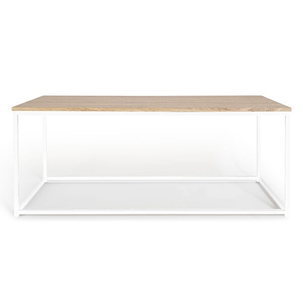 ID MARKET - Table basse rectangulaire DETROIT 113 cm design industriel bois et métal blanc - large