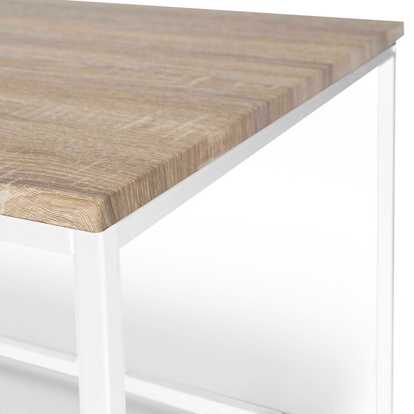ID MARKET - Table basse rectangulaire DETROIT 113 cm design industriel bois et métal blanc - large