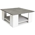 ID MARKET - Table basse carrée ELI blanche plateau effet béton - vignette
