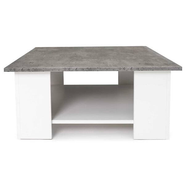 ID MARKET - Table basse carrée ELI blanche plateau effet béton - large