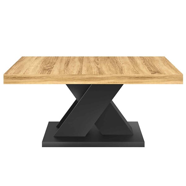 ID MARKET - Table basse ALICIA plateau bois et pied X noir - large