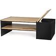 ID MARKET - Table basse bar contemporaine rectangulaire IZIA avec coffre noir et plateaux bois - vignette