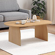 ID MARKET - Table basse japandi ovale EDITH 110 cm bois effet hêtre - vignette
