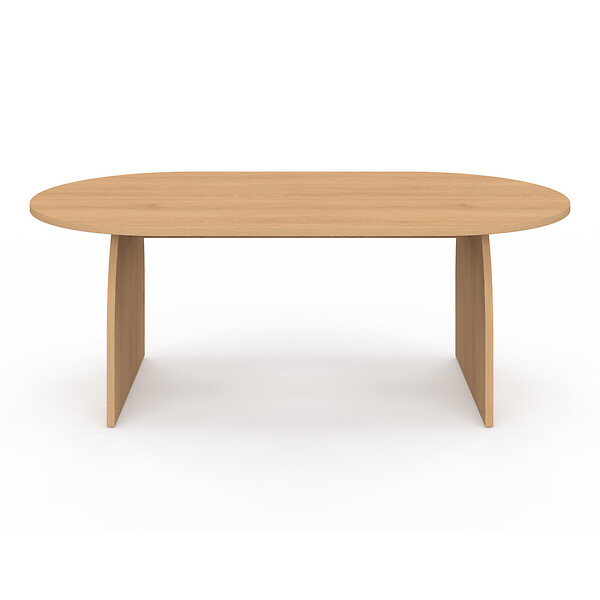 ID MARKET - Table basse japandi ovale EDITH 110 cm bois effet hêtre - large