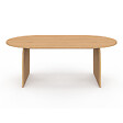 ID MARKET - Table basse japandi ovale EDITH 110 cm bois effet hêtre - vignette