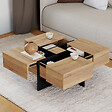 ID MARKET - Table basse carrée TALIA 70 cm avec tiroirs bois et noir - vignette