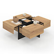 ID MARKET - Table basse carrée TALIA 70 cm avec tiroirs bois et noir - vignette