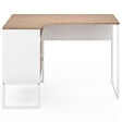 ID MARKET - Bureau d'angle ROB blanc et façon hêtre niche de rangement et porte design industriel - vignette