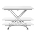 ID MARKET - Table basse 2 en 1 relevable en table à manger rectangulaire URBANA 100 cm blanc pied gris chromé - vignette