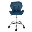 ID MARKET - Chaise de bureau ROBINE velours bleu à roulettes - vignette