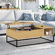 ID MARKET - Table basse plateau relevable rectangulaire DETROIT avec rangements design industriel - vignette