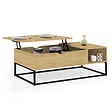 ID MARKET - Table basse plateau relevable rectangulaire DETROIT avec rangements design industriel - vignette