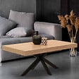 ID MARKET - Table basse rectangulaire ALIX 110 cm pied araignée bois et noir - vignette