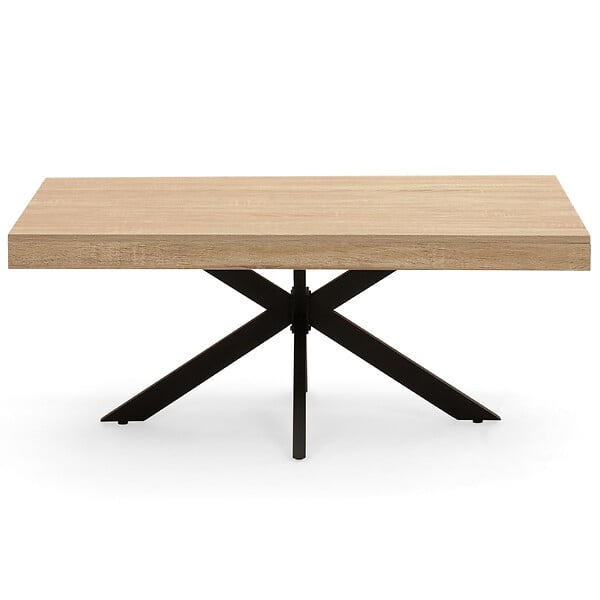 ID MARKET - Table basse rectangulaire ALIX 110 cm pied araignée bois et noir - large