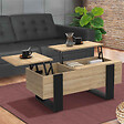 ID MARKET - Table basse 2 plateaux relevables PHOENIX bois et noir - vignette