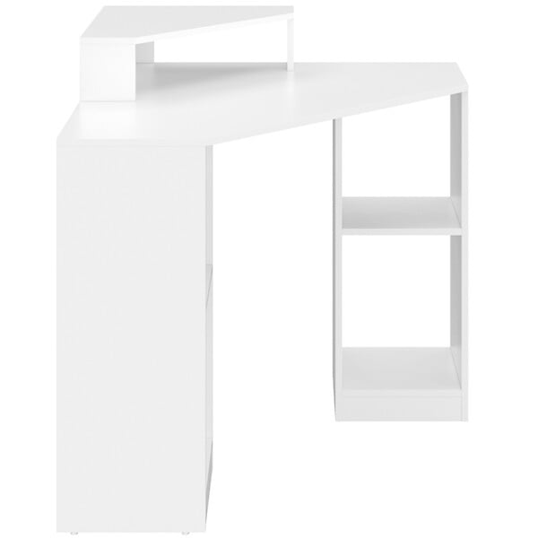 ID MARKET - Bureau d'angle HARRY blanc gain de place bureau informatique avec rangements - large