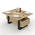 ID MARKET - Table basse plateau relevable rectangulaire convertible en table à manger PHOENIX 97,5 cm bois et noir - vignette