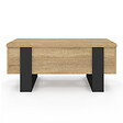 ID MARKET - Table basse plateau relevable rectangulaire convertible en table à manger PHOENIX 97,5 cm bois et noir - vignette